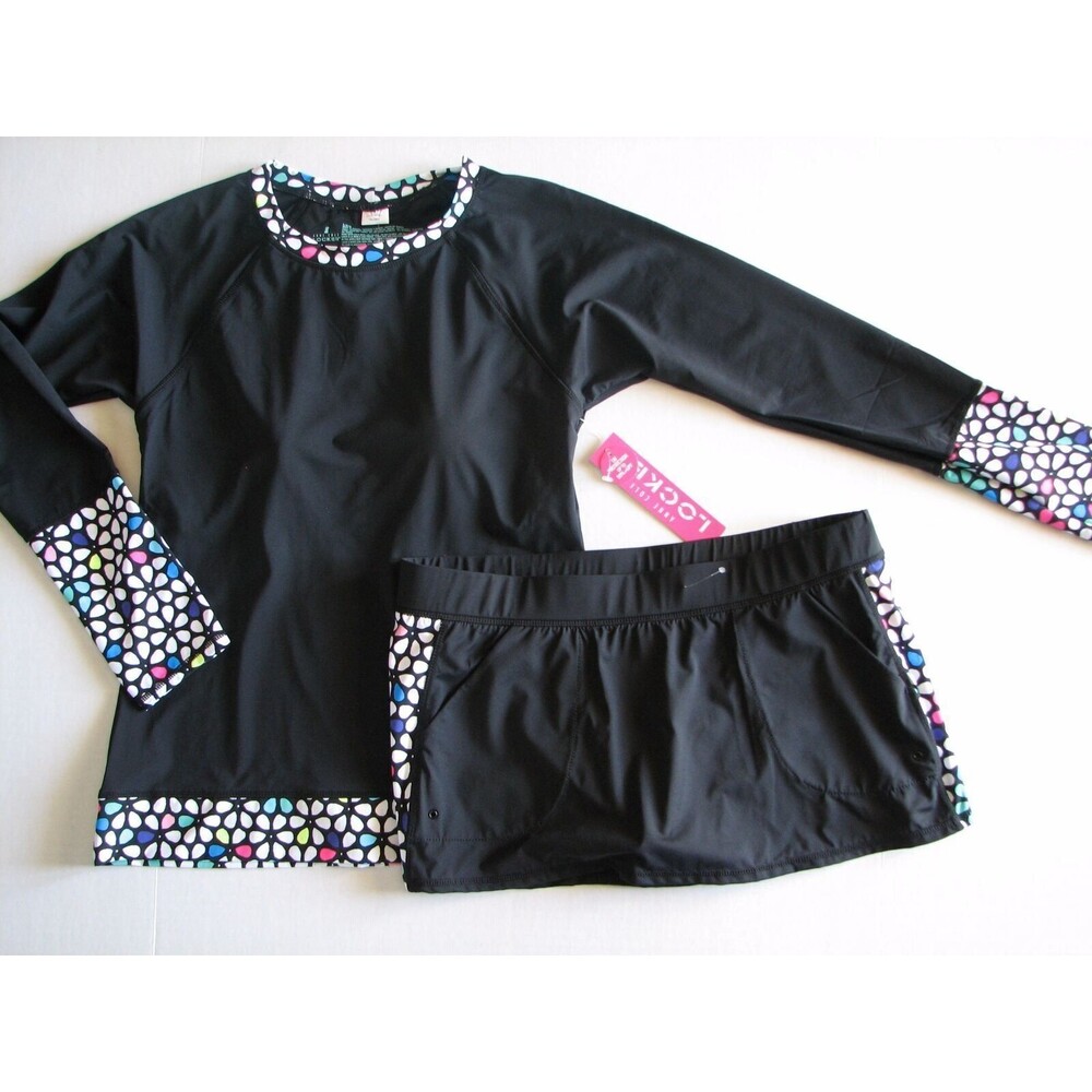 Paddleboard Kayak Swimsuit Long Sleeve Rashguard Skirted Long Sleeve 2 Piece S
